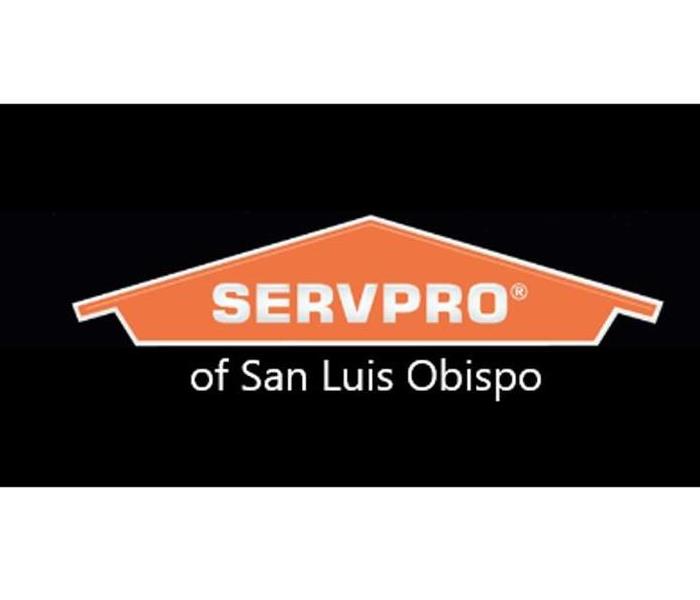 SERVPRO of San Luis Obispo Logo in orange, white and black colors
